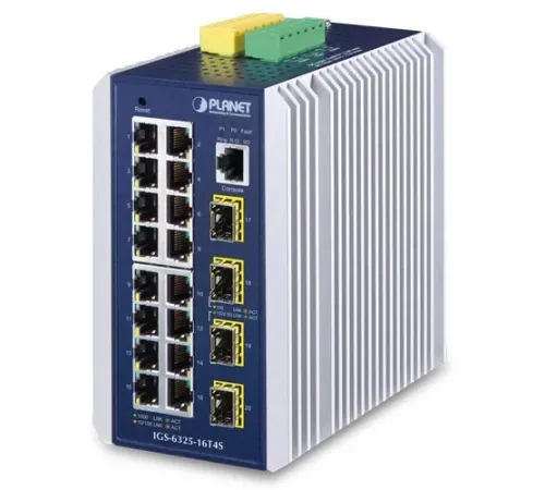 Industrial L3 16-Port 10/100/1000T + 4-Port 100/1000X SFP Managed Ethernet Switch
