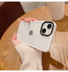 İPHONE 11 PRO MAX YANLARI RENKLİ SİLİKON PARLAK ARKA YÜZEYLİ TİGER HİBRİT KAPAK BEYAZ