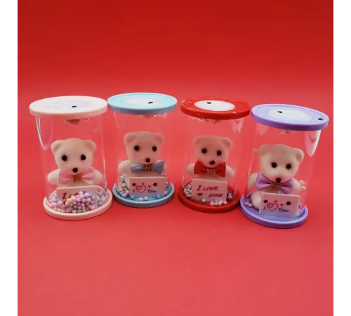 Işıklı Cam Fanus İçinde Ayıcık