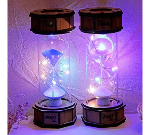 Işikli Dekoratif Ahşap Kum Saati