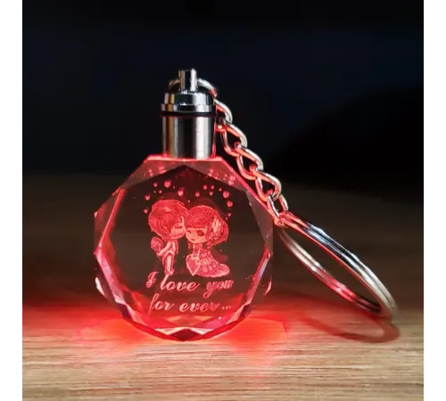 Işıklı Kristal Renk Değiştiren Anahtarlık Sevgili