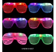 Işıklı Panjur Şeritli Led Parti Gözlüğü 6 Renk 6 lı Set