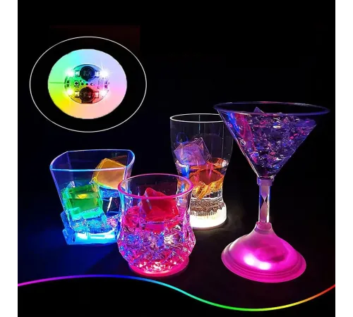 Işıklı Yapışkanlı Bardak Altı Aparatı Ledli 3 Fonksiyonlu 6 cm Çap