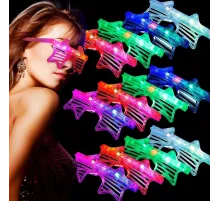 Işıklı Yıldız Gözlük Ledli Parti Gözlüğü 6 Renk 12 Adet