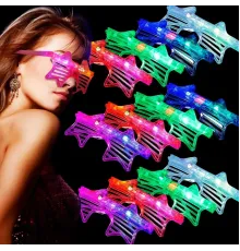 Işıklı Yıldız Gözlük Ledli Parti Gözlüğü 6 Renk 12 Adet