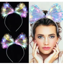 Işıltılı Fiber Fiyonk Gece Tacı Işıklı Ledli Eğlence Tacı 1 Adet 20x21 cm