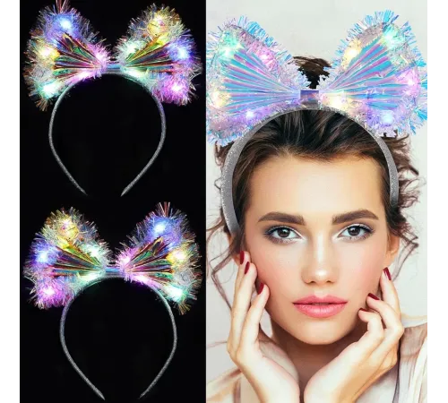 Işıltılı Fiber Fiyonk Gece Tacı Işıklı Ledli Eğlence Tacı 1 Adet 20x21 cm