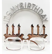 İt's My Birthday Yazılı Taç ve Mum Şekilli Gözlük Seti Gümüş Renk