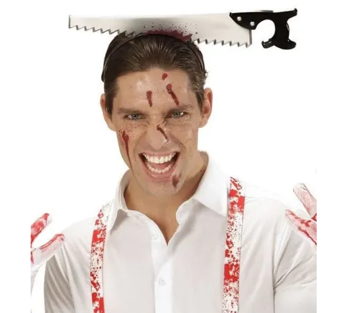 Kafaya Saplanmış Halloween Kanlı Testere Şaka Tacı