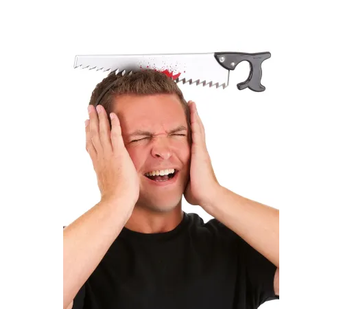 Kafaya Saplanmış Halloween Kanlı Testere Şaka Tacı