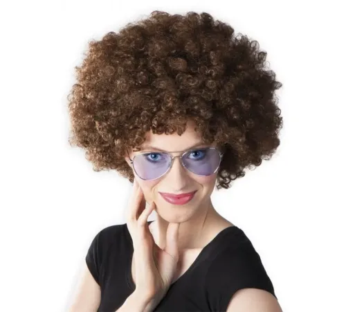 Kahve Renk Kıvırcık Afro Bonus Peruk