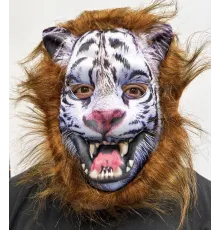 Kahverengi Saçlı Dişli Kurt Maskesi Köpek Maskesi Mega Peluş 12 No