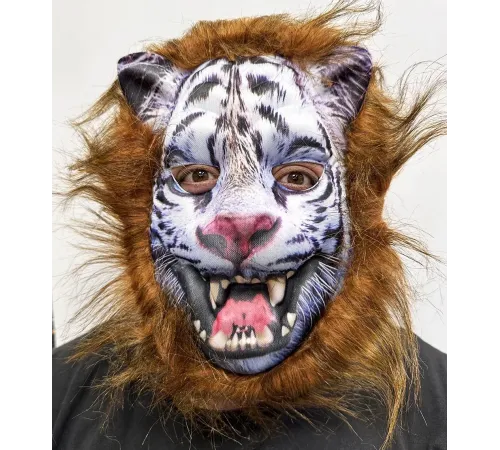 Kahverengi Saçlı Dişli Kurt Maskesi Köpek Maskesi Mega Peluş 12 No