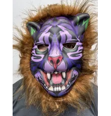 Kahverengi Saçlı Dişli Kurt Maskesi Köpek Maskesi Mega Peluş 16 No