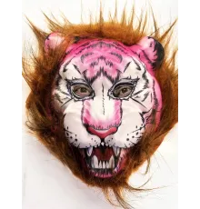 Kahverengi Saçlı Pembe Yüz Kurt Maske Kaplan Maske Mega Peluş 26 No