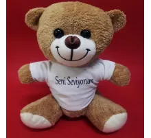 Kahverengi Seni Seviyorum Tişörtlü Ayı