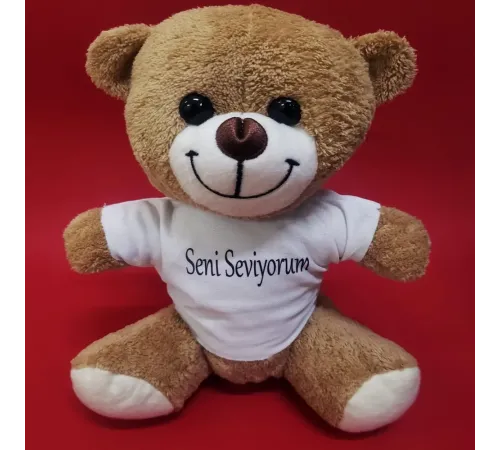 Kahverengi Seni Seviyorum Tişörtlü Ayı