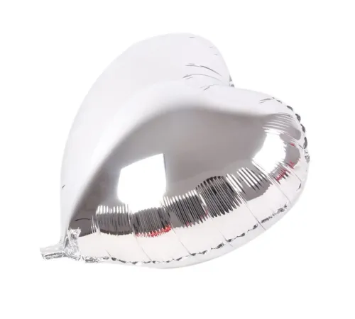 Kalp Balon Folyo Gümüş 45 cm 18 inç