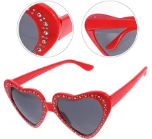 Kalp Şekilli Taşlı Parti Gözlüğü Kırmızı Renk 6x16 cm