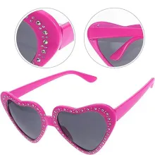 Kalp Şekilli Taşlı Parti Gözlüğü Pembe Renk 6x16 cm