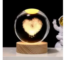 Kalp Tasarımlı Işıklı Cam Küre Cap 6 Cm Kod 62