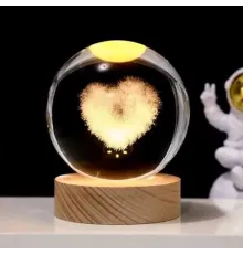 Kalp Tasarımlı Işıklı Cam Küre Cap 6 Cm Kod 62