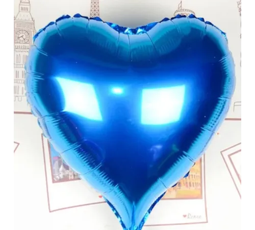Kalp Uçan Balon Folyo Mavi 80 cm 32 inç