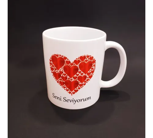 Kalpli Seni Seviyorum Baskılı Kupa Bardak