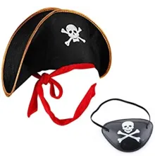 Kaptan Jack Çocuk Korsan Şapkası ve Göz Bandı Seti