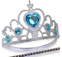 Karlar Ülkesi Mavi Kalpli Taşlı Elsa Tacı