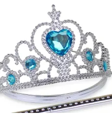 Karlar Ülkesi Mavi Kalpli Taşlı Elsa Tacı