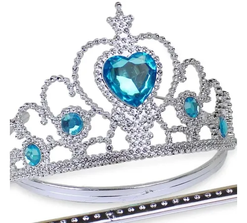 Karlar Ülkesi Mavi Kalpli Taşlı Elsa Tacı