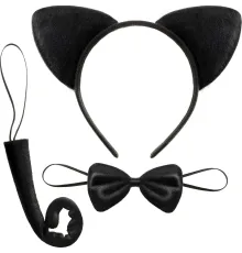 Kedi Kostüm Taç Kuyruk Papyon Seti 1 Adet