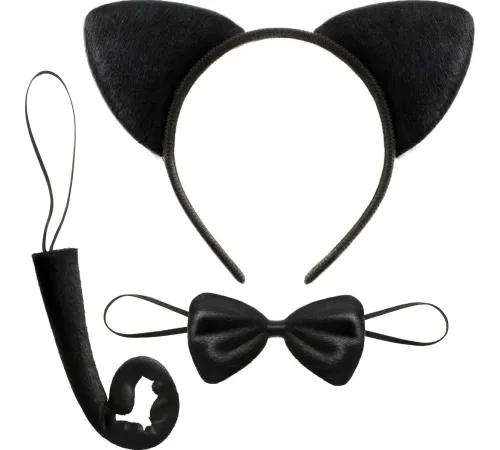 Kedi Kostüm Taç Kuyruk Papyon Seti 1 Adet