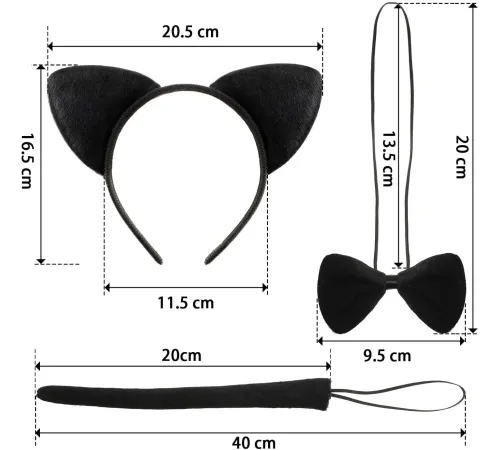 Kedi Kostüm Taç Kuyruk Papyon Seti 1 Adet
