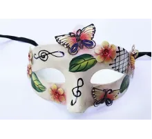 ve Çiçek İşlemeli Venedik Maskesi Kırmızı Renk 10x18 cm