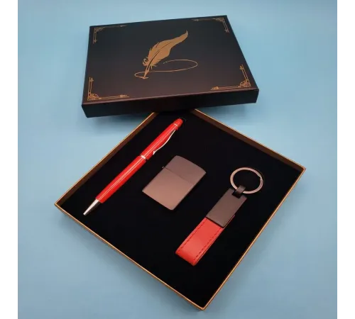 Kırmızı Anahtarlık Çakmak Ve Touchpen Kalem