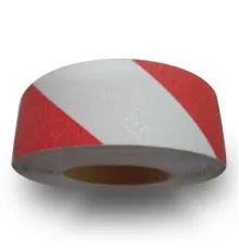 Kırmızı-Beyaz Merdiven-Zemin Kaydırmaz Bant 50mm x 25mt