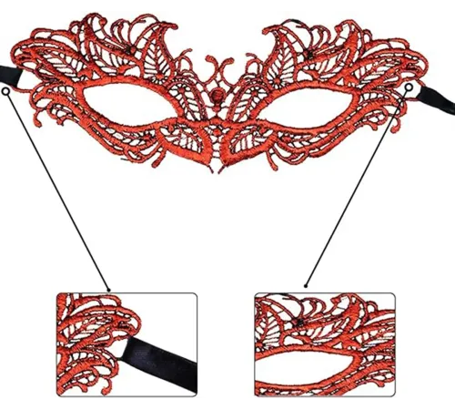 Kırmızı Dantel Masquerade Maskesi 5 No