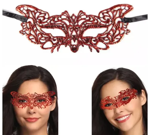 Kırmızı Dantel Masquerade Maskesi 9 No