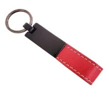 Kırmızı Deri Metal Anahtarlık