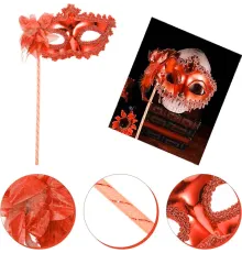 Kırmızı Işıltılı Tutmalı Fotoğraf Çekimi Maskesi 18x29 cm