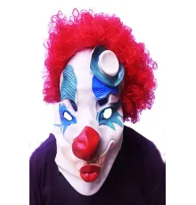 Kırmızı Renk Afro Bonus Peruklu Palyaço Lateks Et Maske