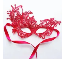 Kırmızı Renk Dantel Örgü İşlemeli Parti Maskesi Model 1