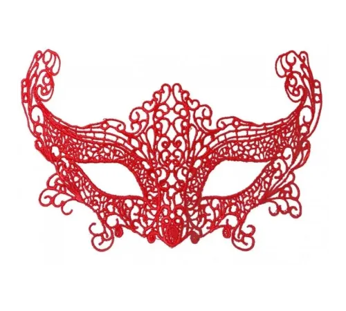 Kırmızı Renk Dantel Örgü İşlemeli Parti Maskesi Model 3