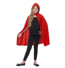 Kırmızı Renk Kapşonlu Kumaş Pelerin 90 cm