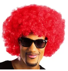 Kırmızı Renk Kıvırcık Afro Bonus Peruk