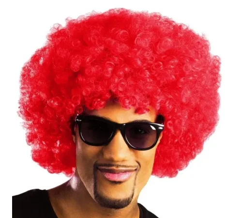 Kırmızı Renk Kıvırcık Afro Bonus Peruk