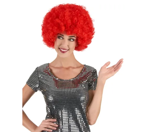 Kırmızı Renk Kıvırcık Afro Bonus Peruk