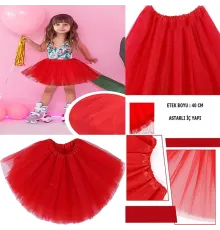 Kırmızı Renk Tütü Etek Bale Eteği Gösteri Eteği Çocuk Bebek Boy